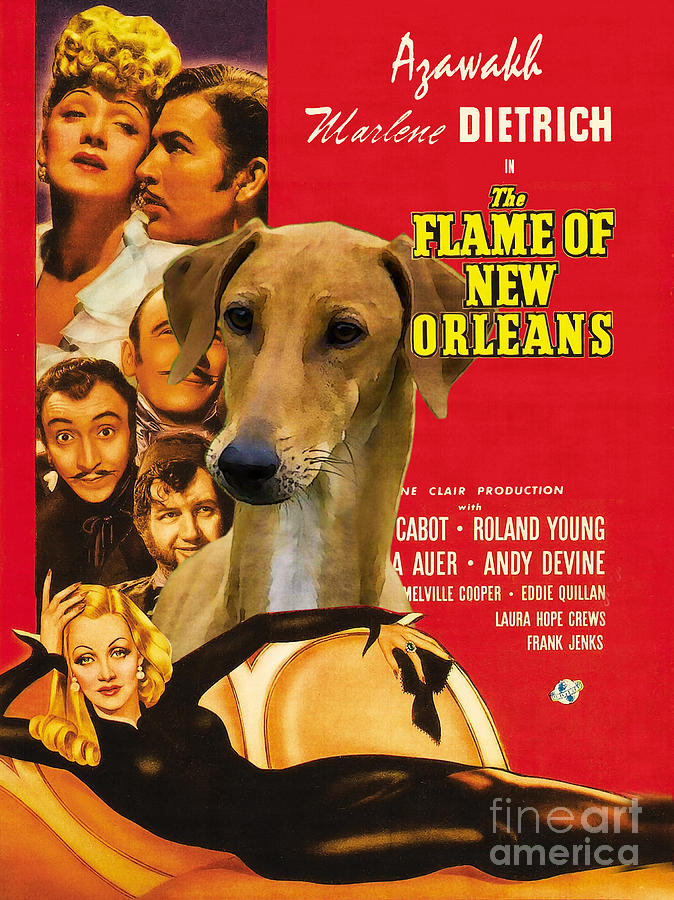 Azawakh Art - The Flame of New Orleans Movie Poster Painting by Sandra Sij