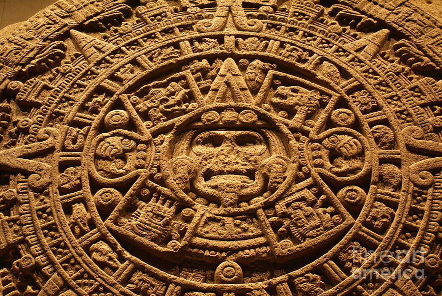 AZTEC CALENDAR CLOSEUP Mexico Photograph by John  Mitchell