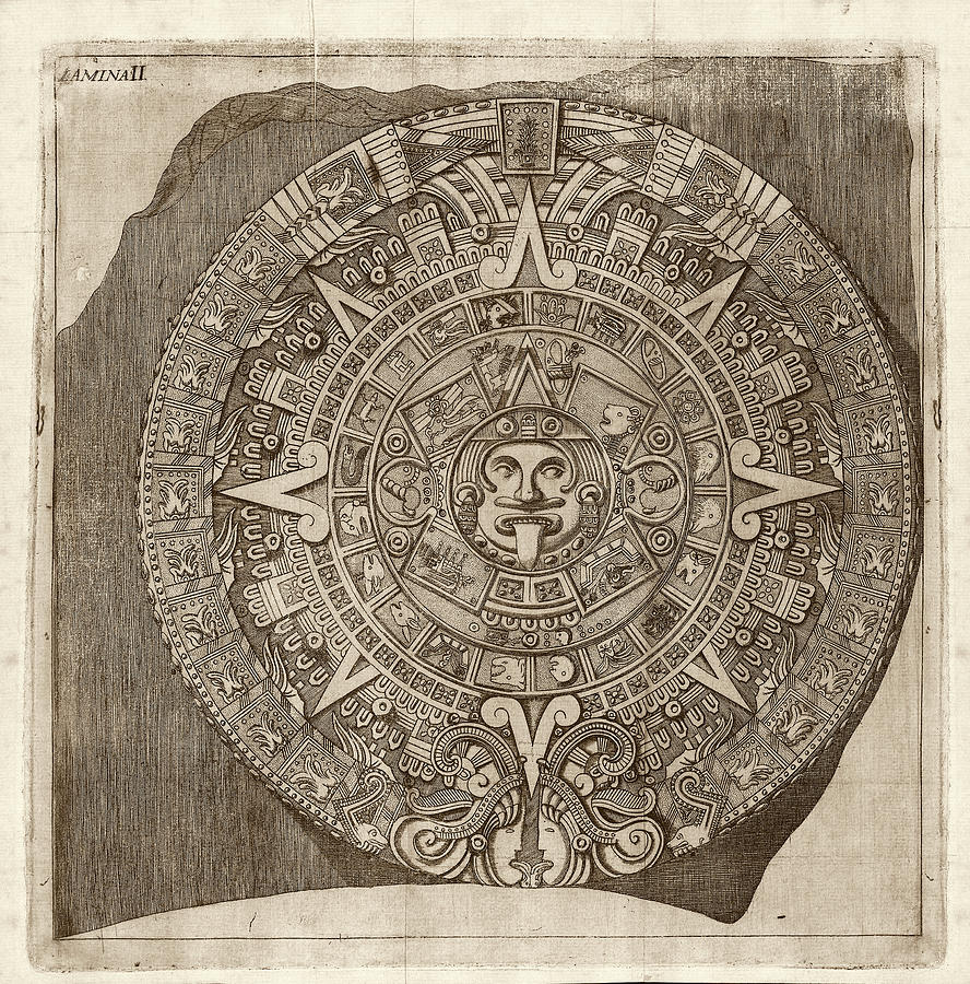 Aztec Calendar Stone Photograph by Library Of Congress