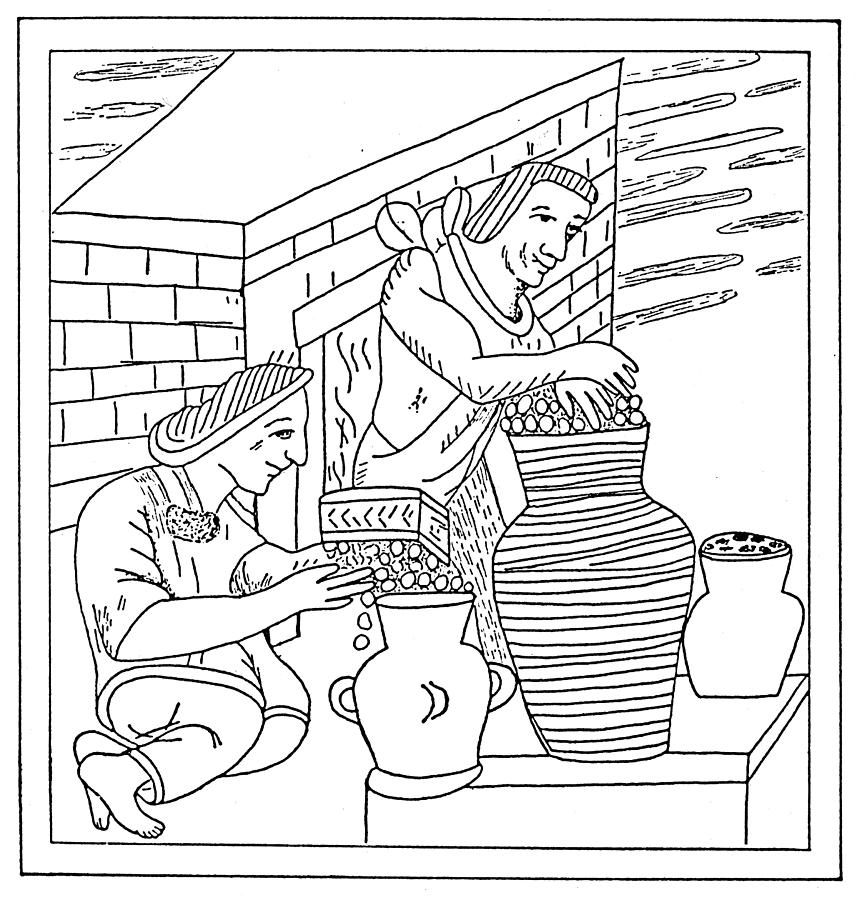 Aztec Farmers Drawing by Granger