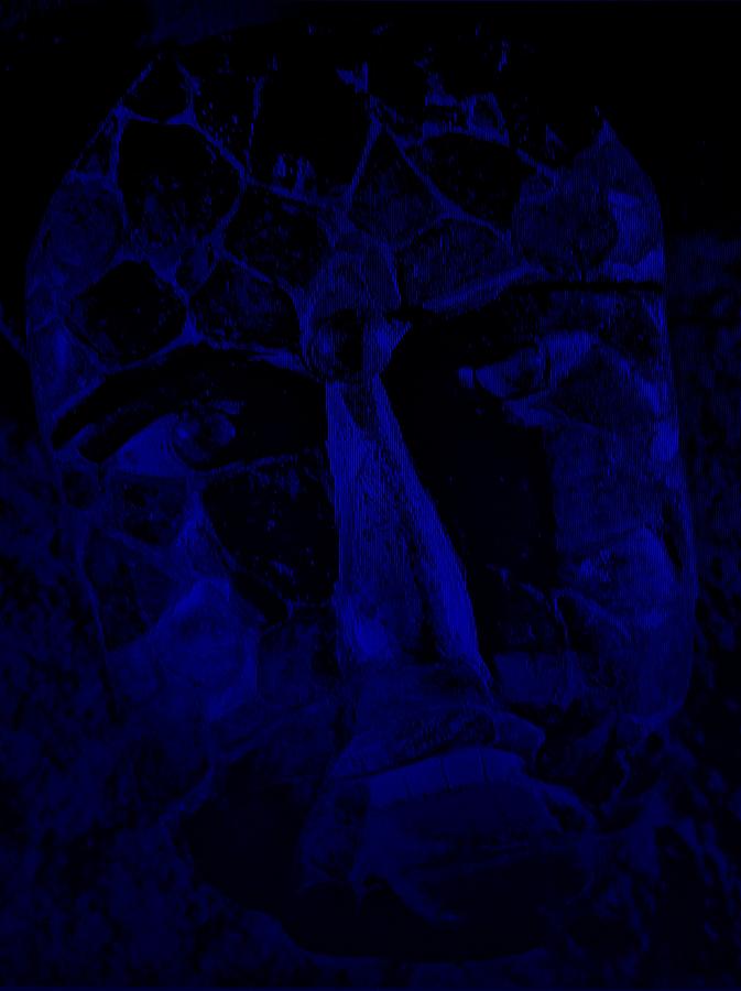 Aztec Mask Blue Photograph