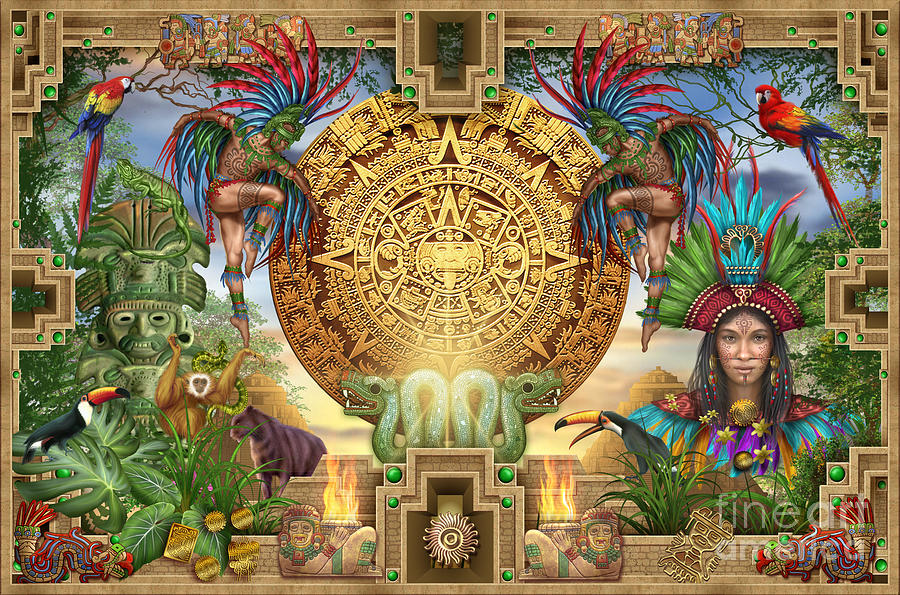 Aztec Mayhem Montage Digital Art by MGL Meiklejohn Graphics Licensing