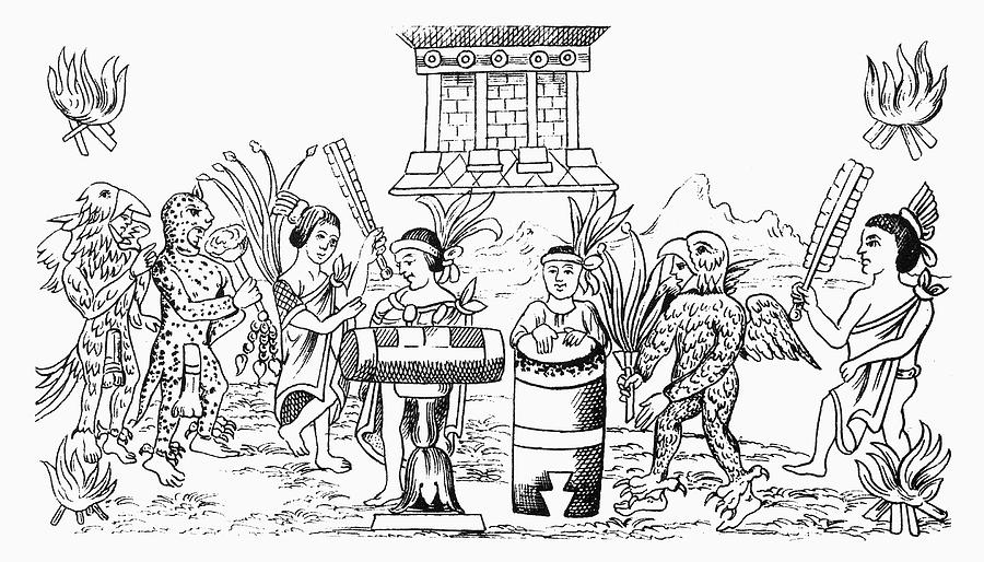 Aztec Musicians, 1440 Drawing by Granger