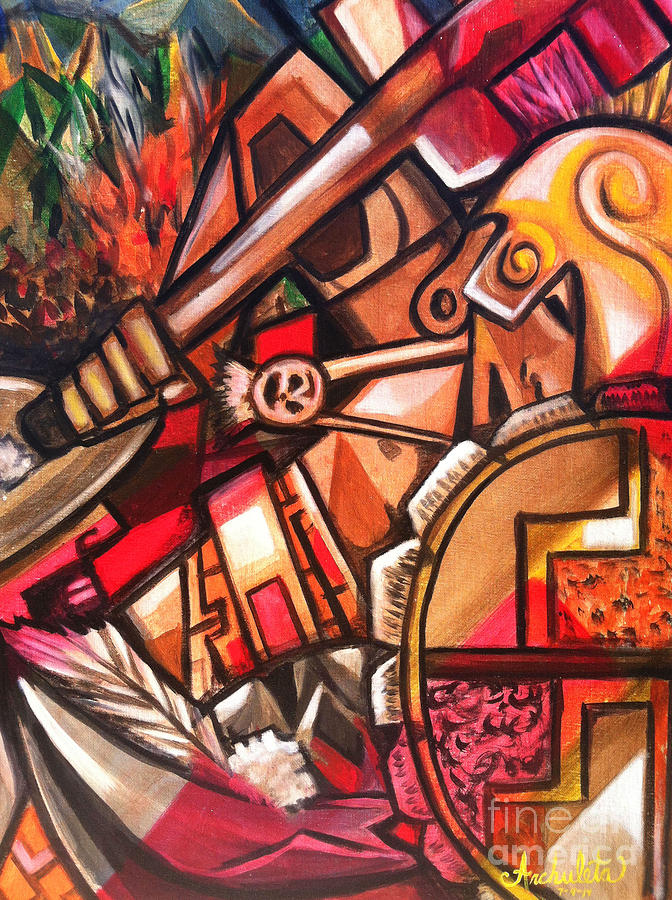 Aztec Warrior Revenge Painting by Ruben Archuleta - Art Gallery