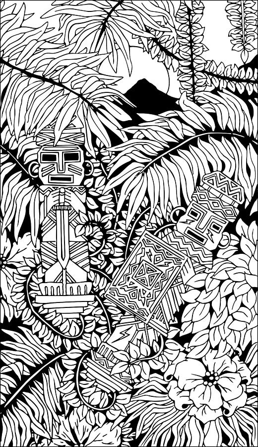 Black And White Drawing - Aztec Warriors Totems Doodle Art by BluedarkArt Lem
