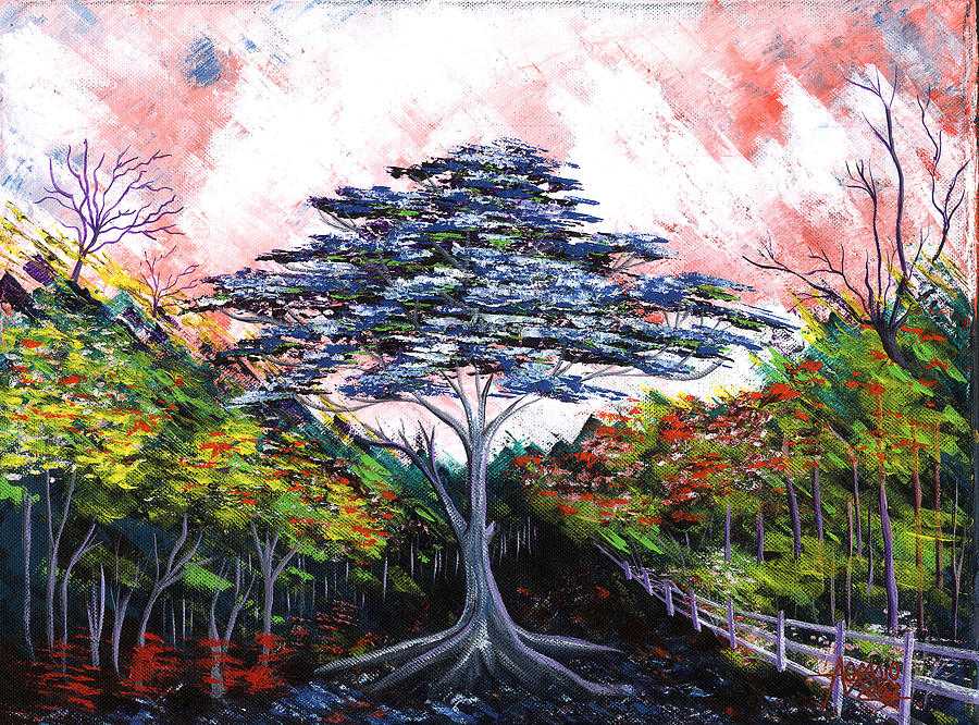 Tree Painting - Azul de Dia by Alfredo Ocasio