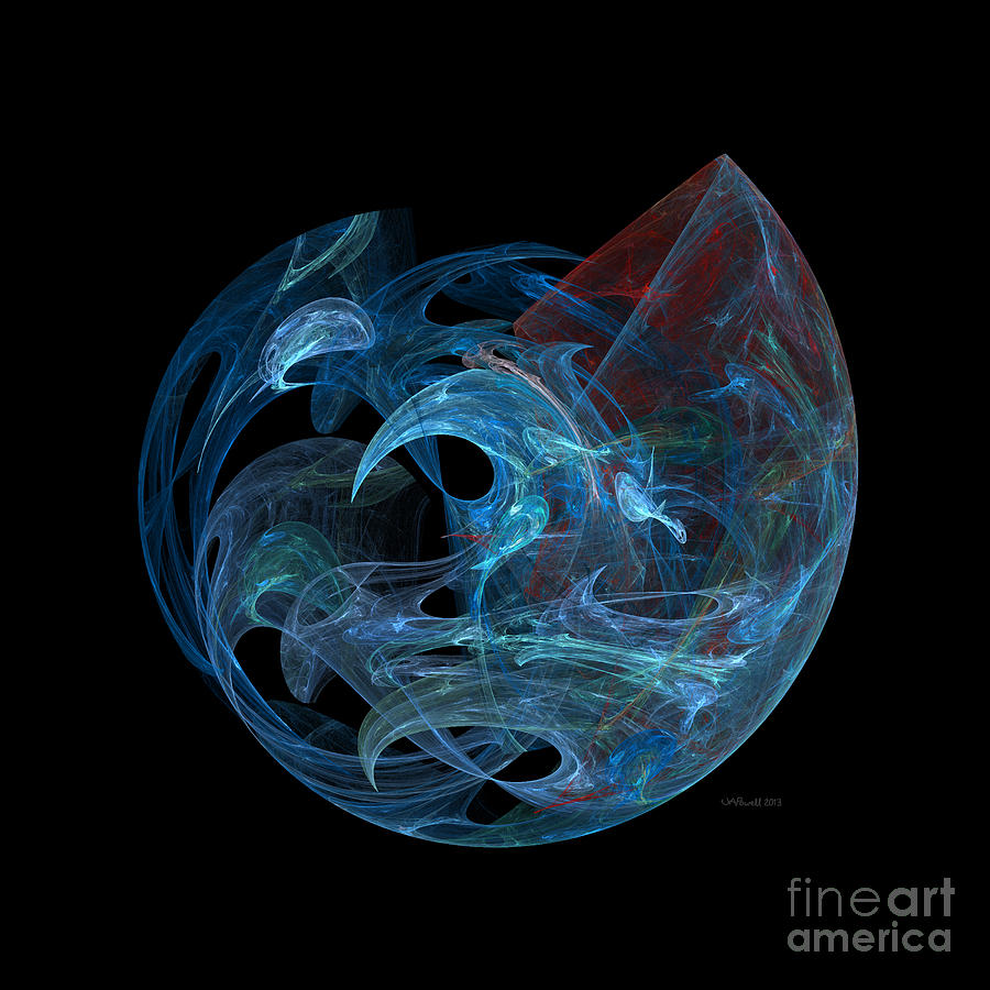 Azure Opal Sea Orb Digital Art
