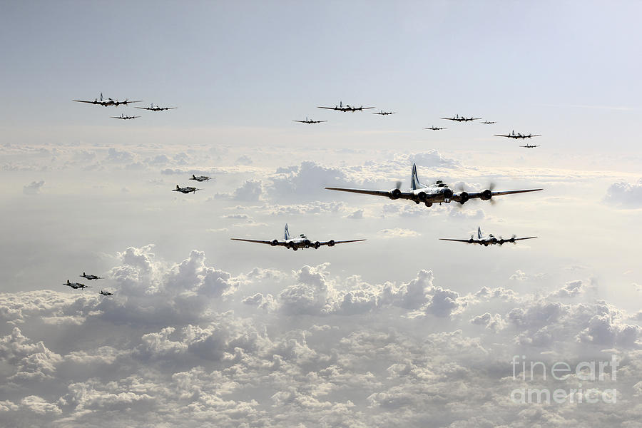 B17 Flying Fortress Digital Art - B-17 Bomb Group by Airpower Art