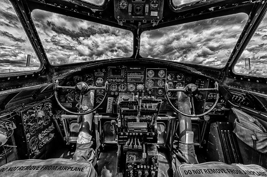 Airplane Photograph - B-17 Cockpit by Mike Burgquist