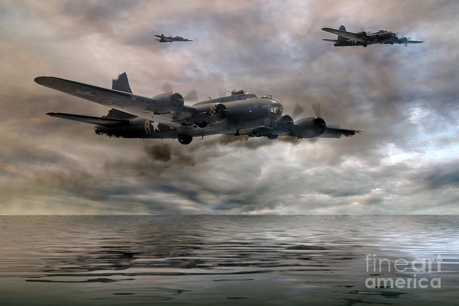 Sunset Photograph - B-17 Flying Fortress  Almost Home by Steve H Clark Photography
