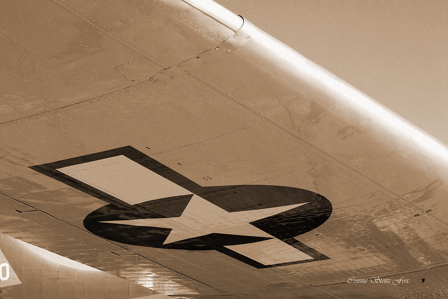 B-17G Flying Fortress in Sepia. Beneath the Wing Photograph by Connie Fox