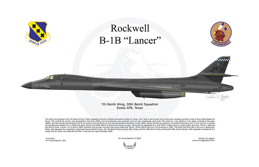 B-1B Lancer 7BW Digital Art by Arthur Eggers