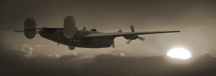 B - 24 Into The Sun Panoramic Photograph by Mike McGlothlen
