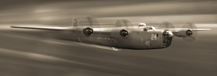 Transportation Photograph - B - 24 Liberator Legend Panoramic by Mike McGlothlen