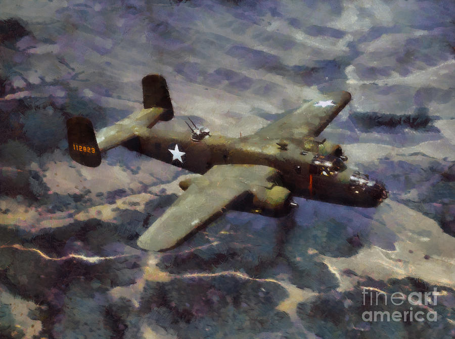 B-25 Bomber Painting by Kai Saarto
