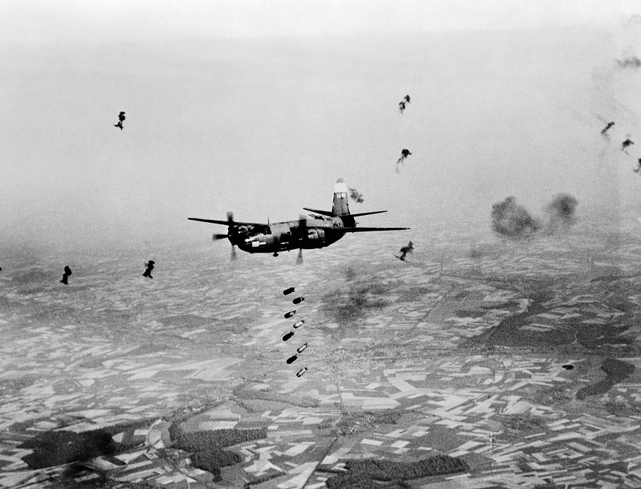 Black And White Photograph - B-26 Martin Marauder Aircraft Dropping by Vintage Images