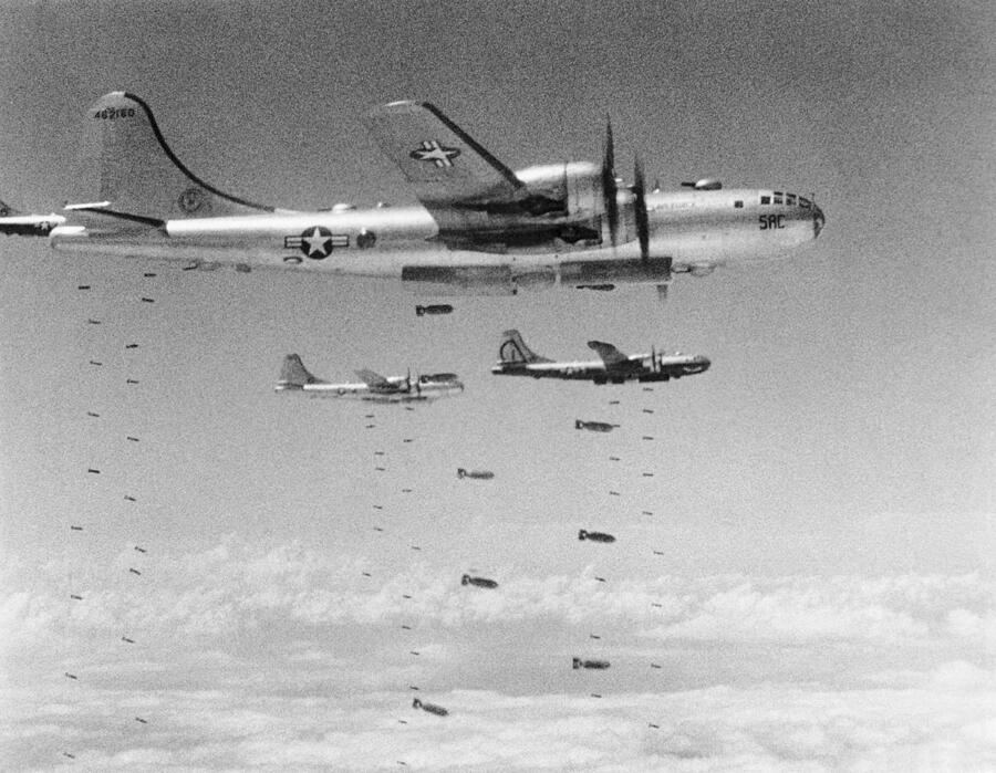 B-29s Dropping Bombs Photograph by Underwood Archives