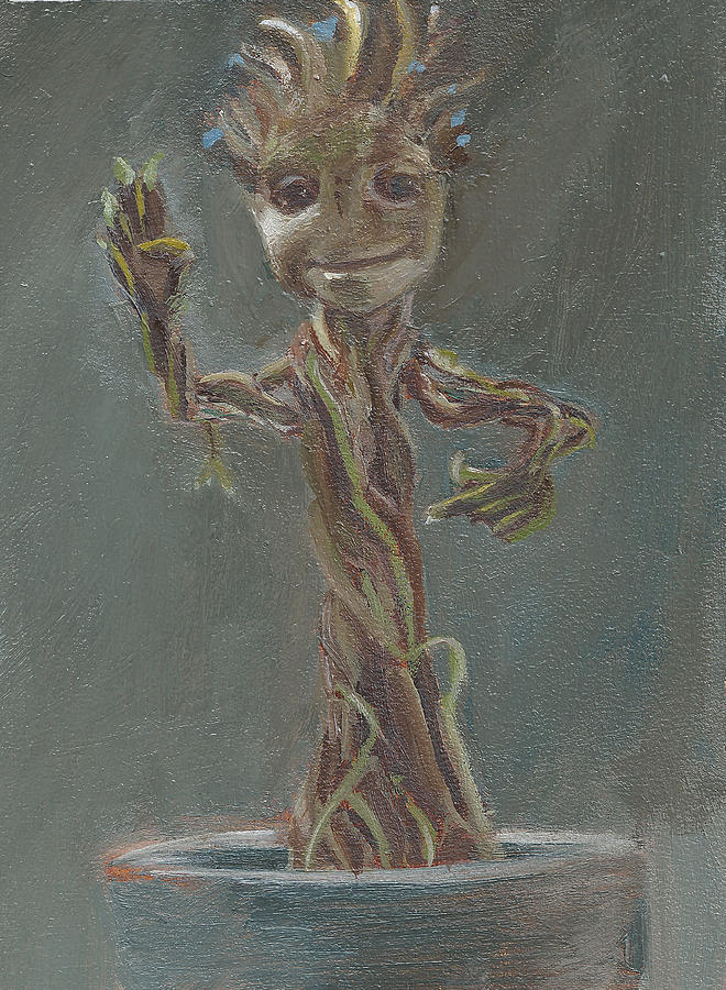Guardians Of The Galaxy Painting - B and G is for Baby Groot by Jessmyne Stephenson