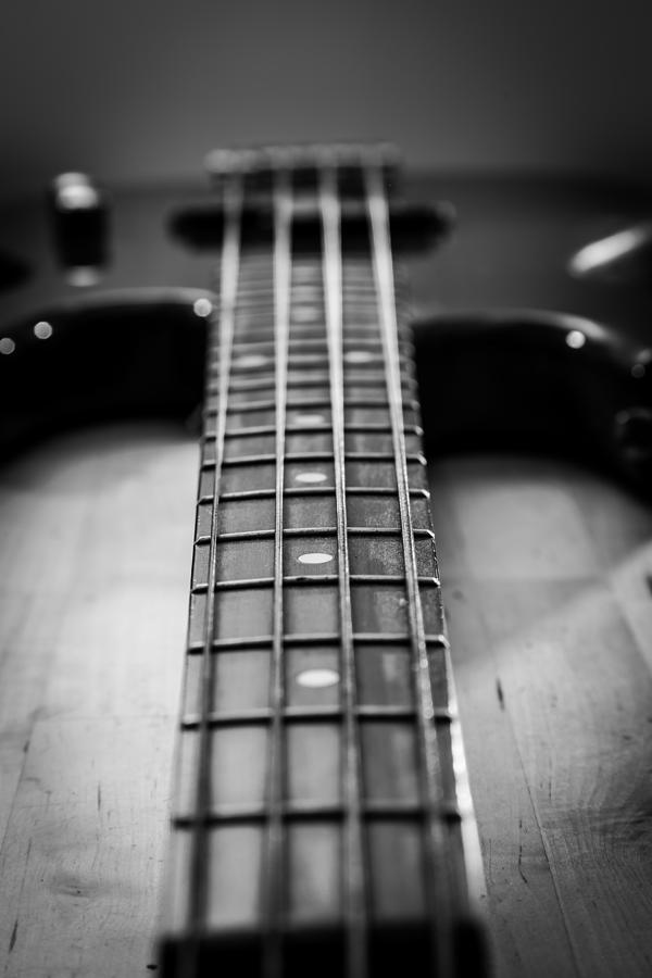 Music Photograph - B and W Bass by Lee Wellman