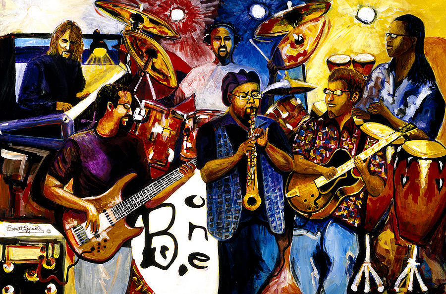 B. One Jazz Band featuring Erly Thornton Painting by Everett Spruill