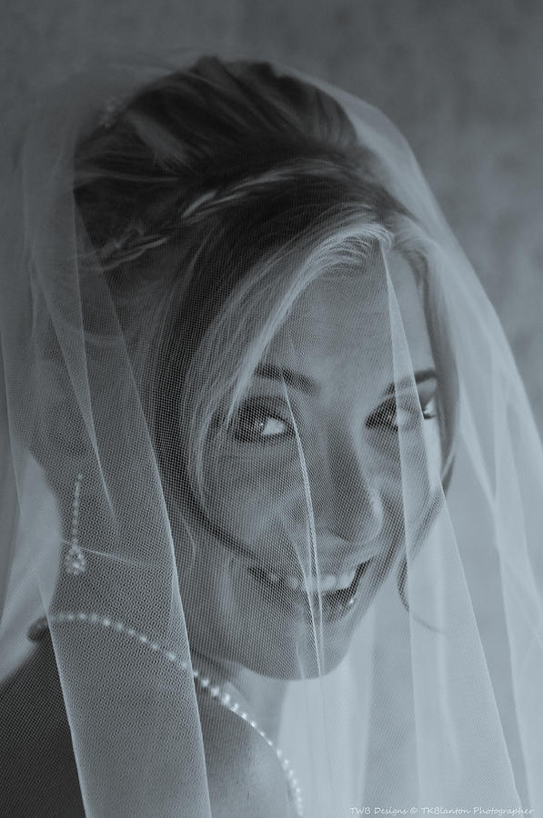B W Bride Portrait Photograph by Teresa Blanton