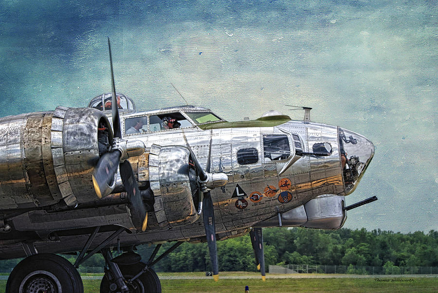 B17 Rolling For Take Off Textured Sky Photograph by Thomas Woolworth