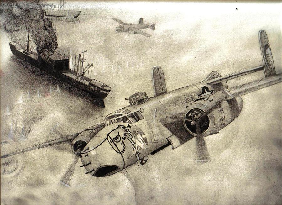 B24 Bomber Drawing by Skincandy Nine