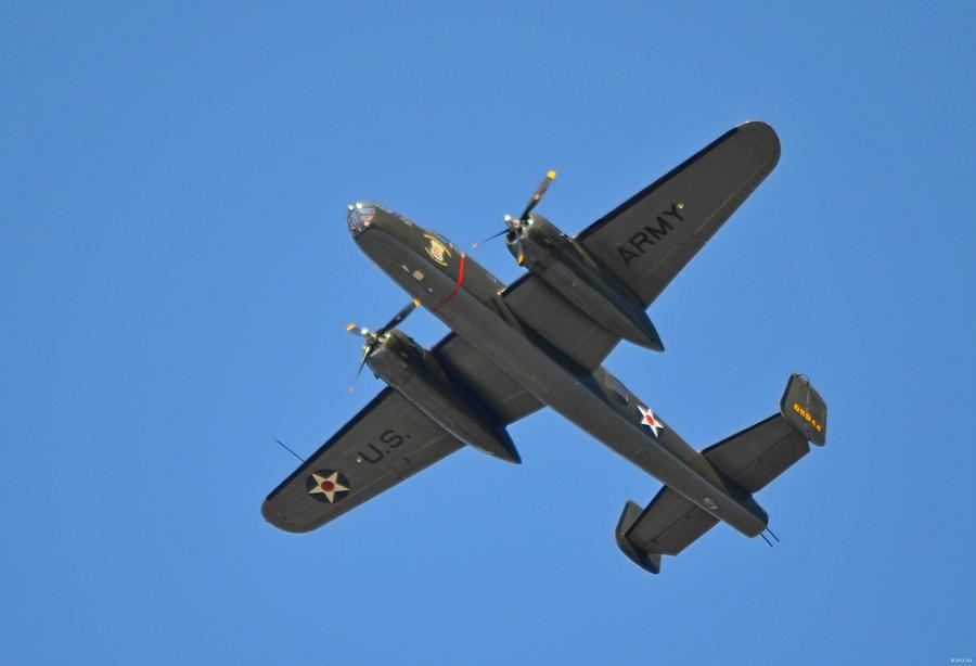B25 Mitchell WWII Bomber on 70th Anniversary of Doolittle Raid over Florida 21 April 2013 Photograph by Jeff at JSJ Photography