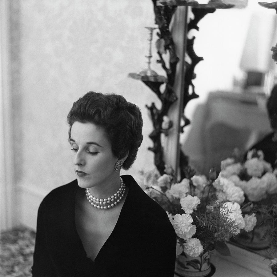 Babe Paley Looking Elegant In A Pearl Necklace Photograph by Frances McLaughlin-Gill