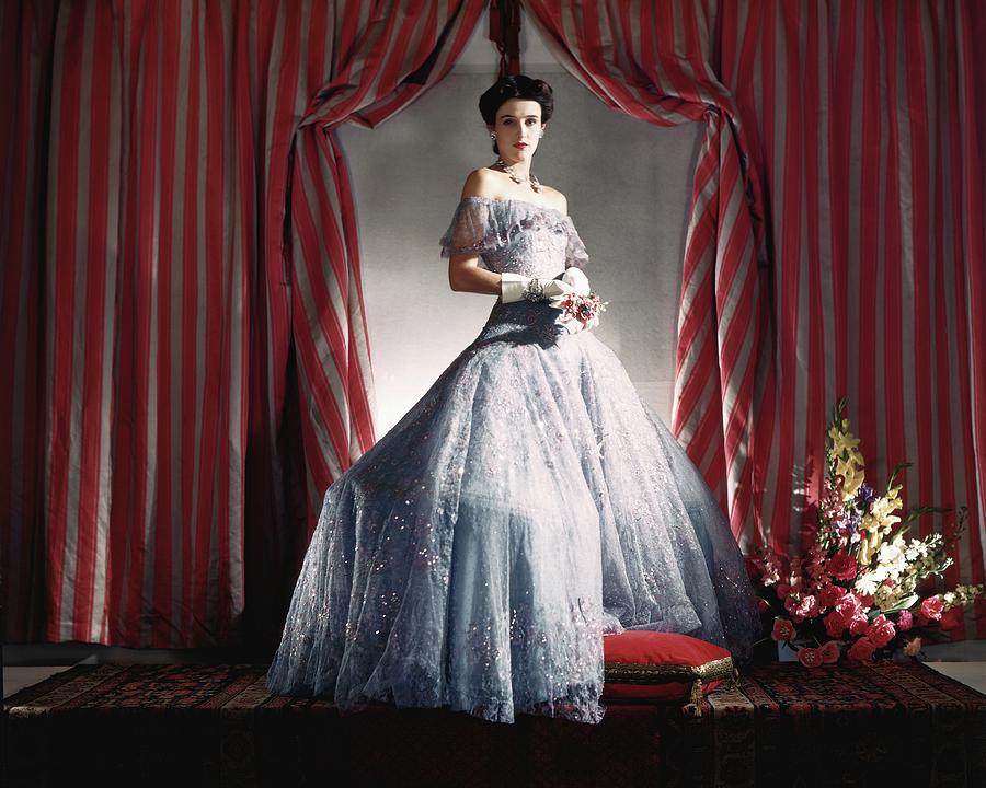 Babe Paley Wearing A Blue Evening Gown Photograph by Horst P. Horst