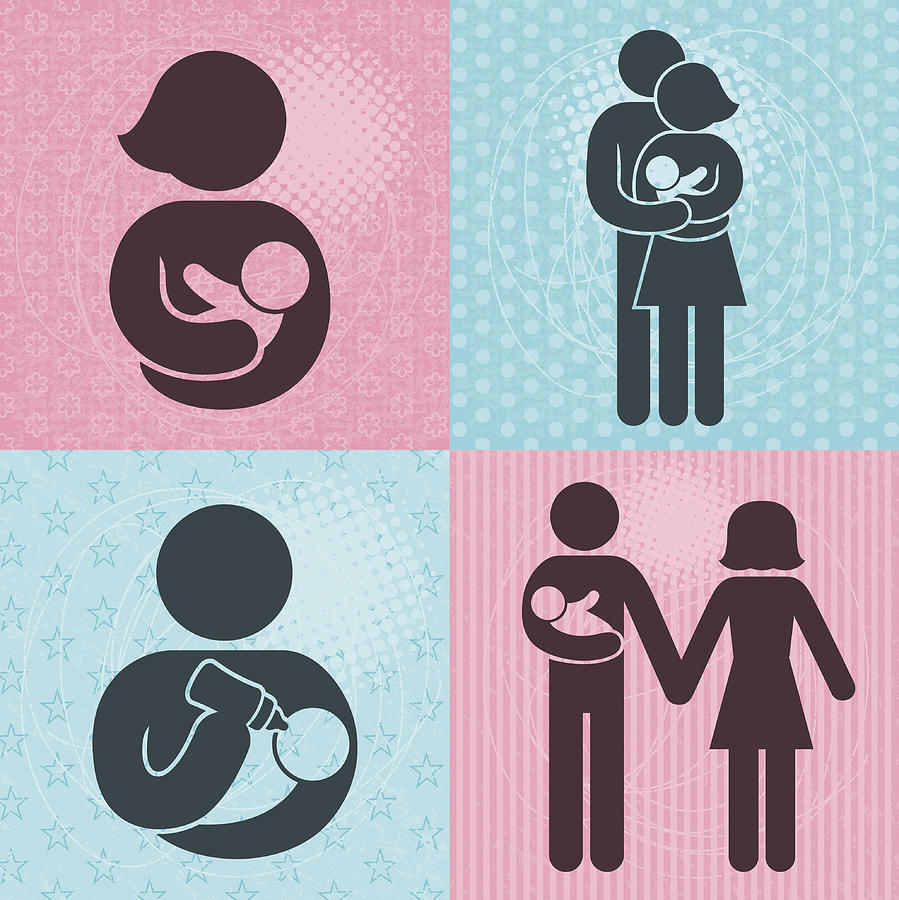 Baby and Parent Icons (Family LIfe Series) Drawing by Si-Gal