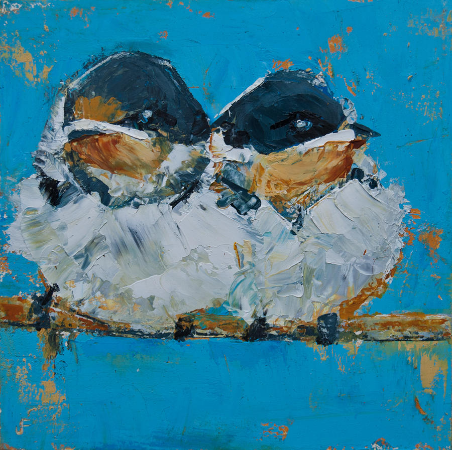 Baby Birds - Fledglings Painting by Jani Freimann