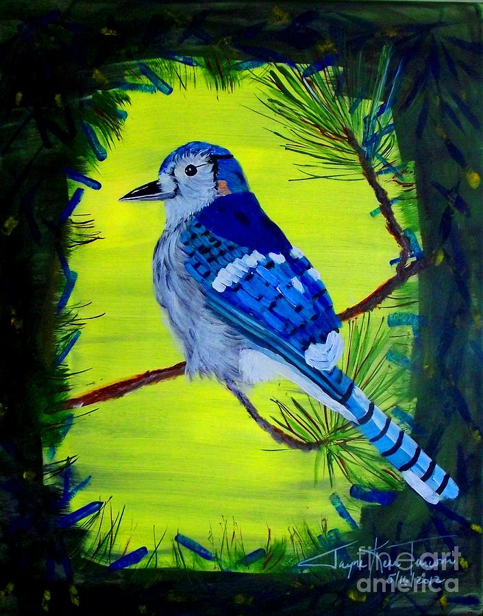 Baby Blue Jay Painting by Jayne Kerr 