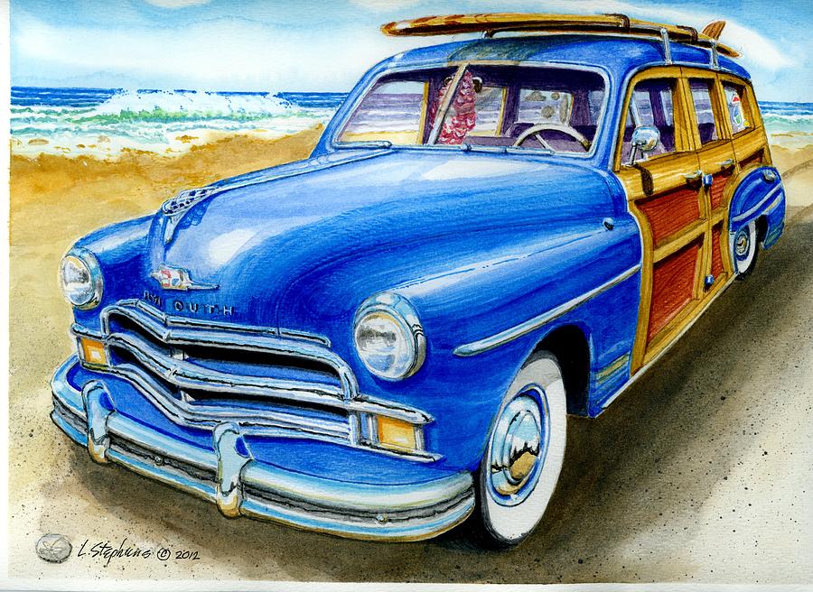 Woody Wagon Painting - Baby Blue by Larry Stephens