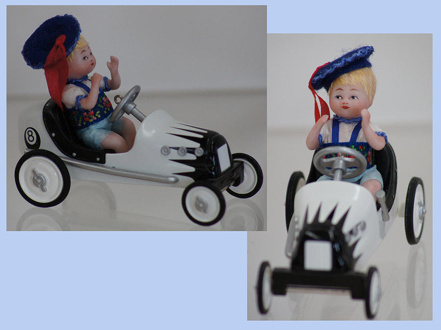 Baby Boy in Hallmark Car Ceramic Art by Shirley Heyn