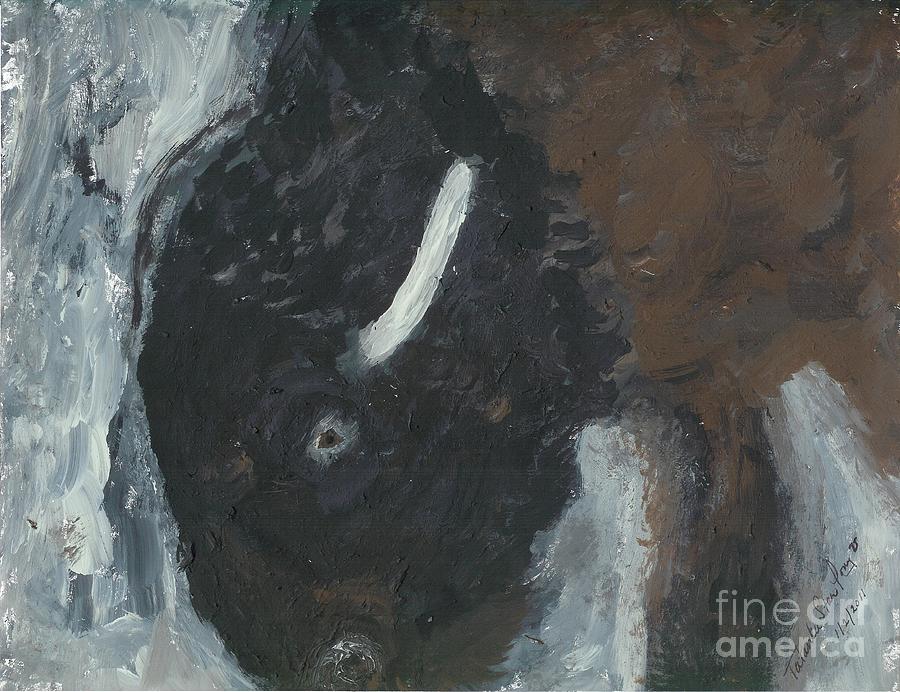Baby Buffalo in the Snow Painting by Barbie Batson
