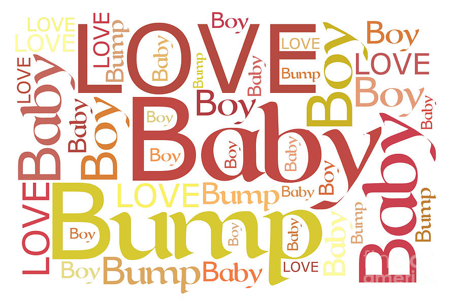 Baby Bump Digital Art - Baby Bump Love Word Art by Anne Kitzman