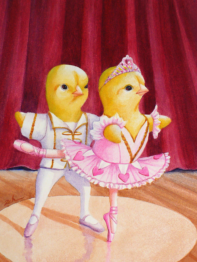 Baby Chicks Ballet Painting by Janet Zeh