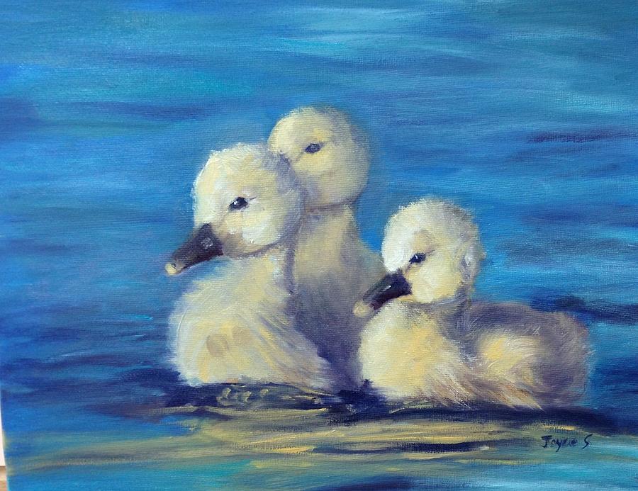 Baby Ducks Painting by Joyce Spencer