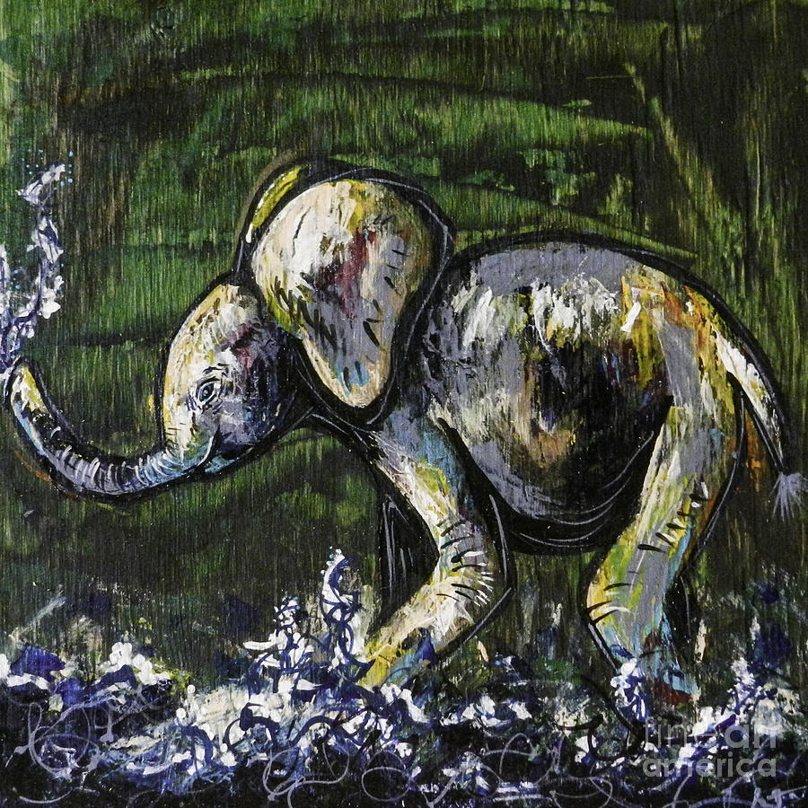 Wildlife Painting - Baby Elephant by Lovejoy Creations