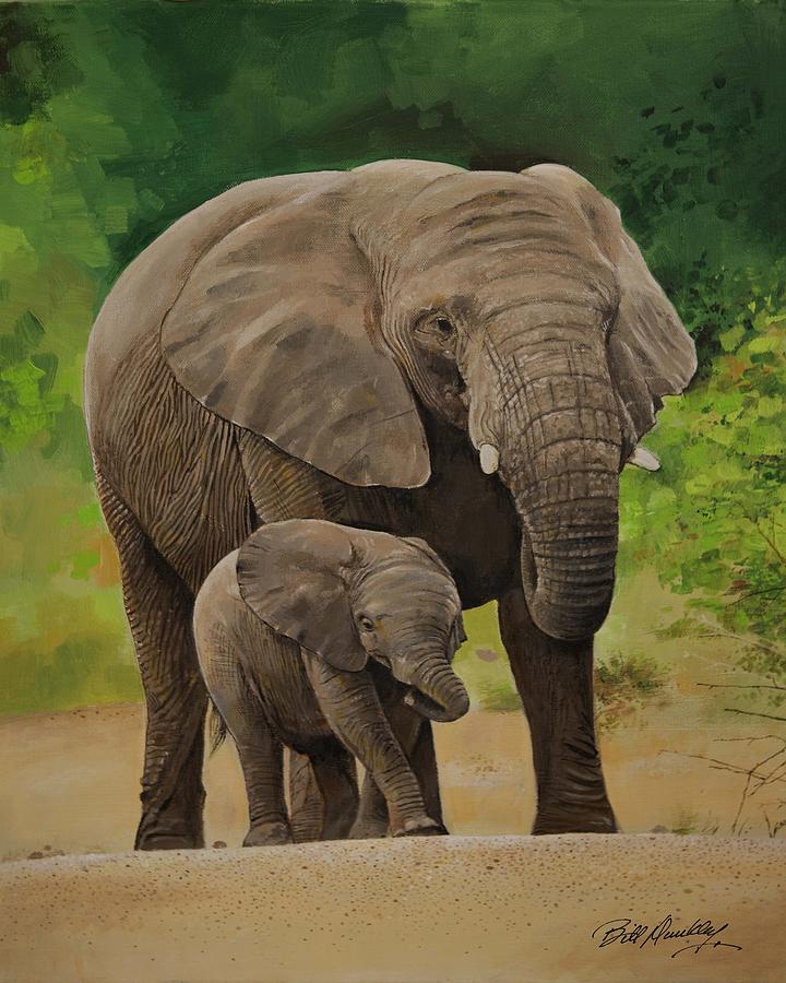 Baby Elephant Walk Painting by Bill Dunkley