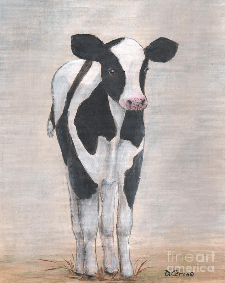 Baby Farm Animal Calf Painting by Debbie Cerone