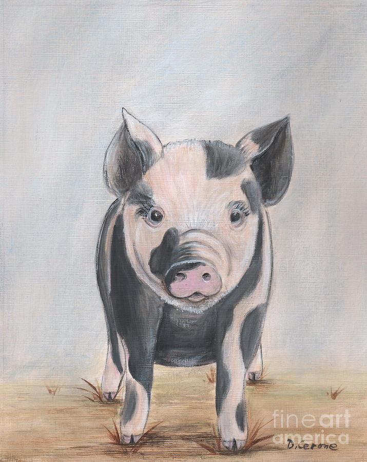 Baby Pig Farm Animal Painting by Debbie Cerone