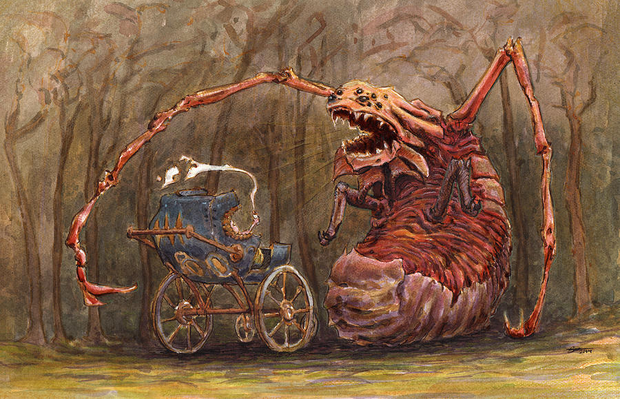 Spider Painting - Baby Fight by Ethan Harris