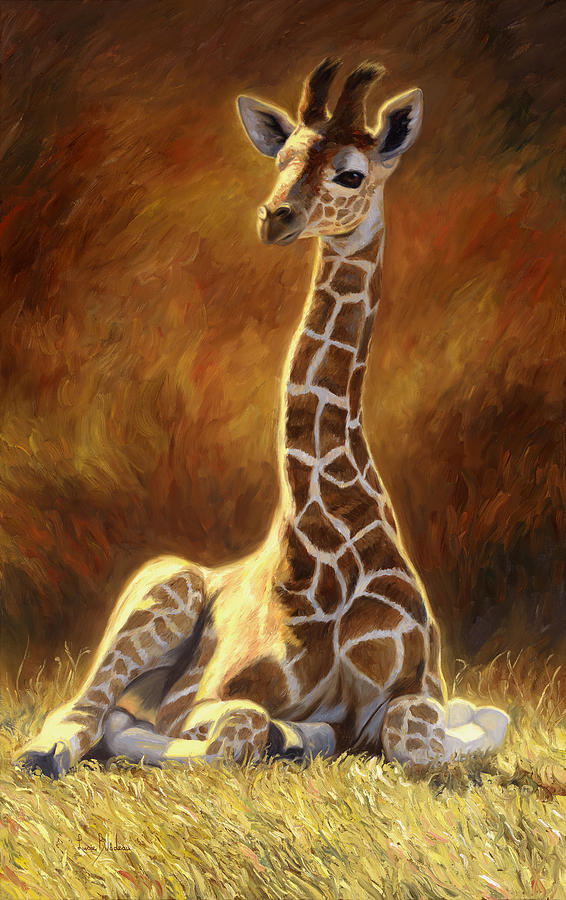 Giraffe Painting - Baby Giraffe by Lucie Bilodeau