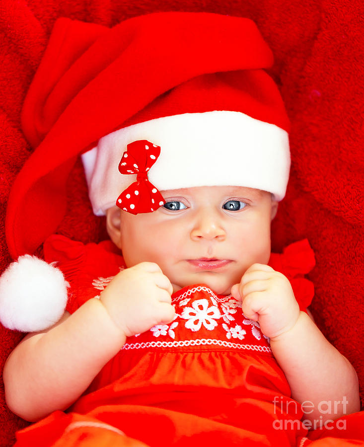 Baby girl celebrate Christmas Photograph by Anna Om