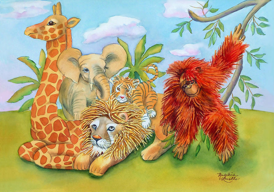 Baby Jungle Animals Painting by Madeline  Lovallo