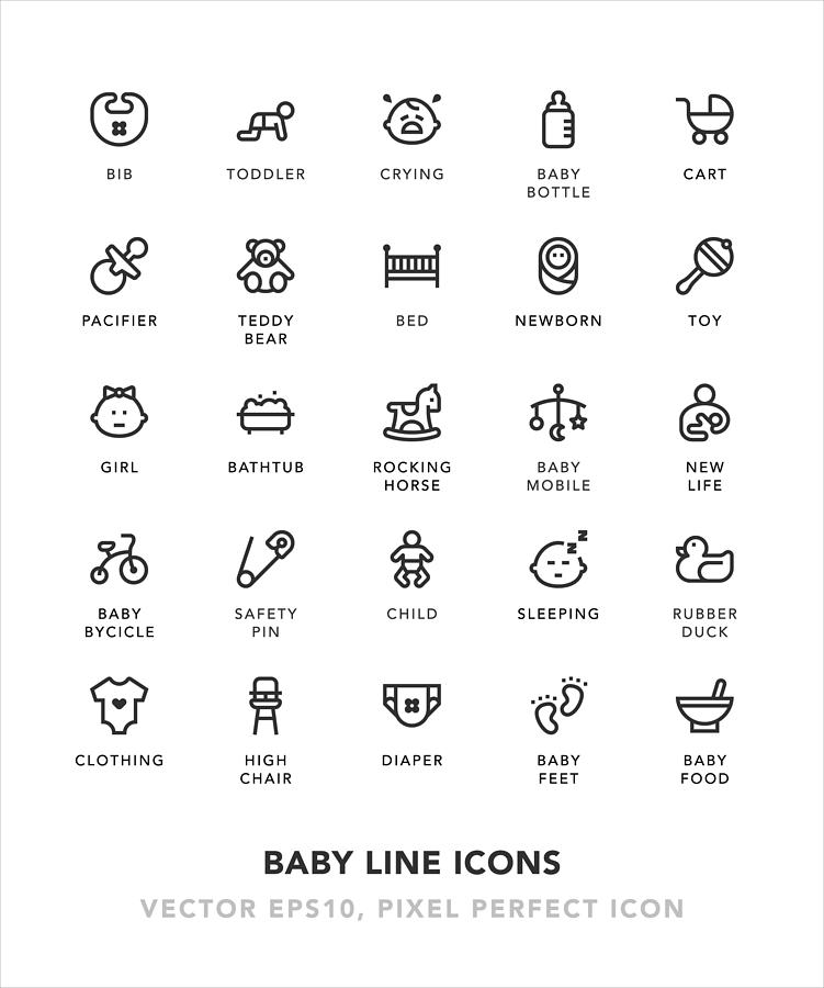 Baby Line Icons Drawing by TongSur