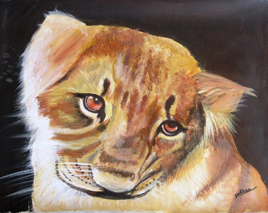Wildlife Painting - Baby Lion by Sadhna Tiwari