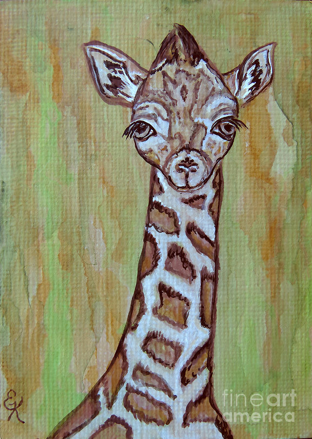 Baby Longneck Giraffe Painting by Ella Kaye Dickey